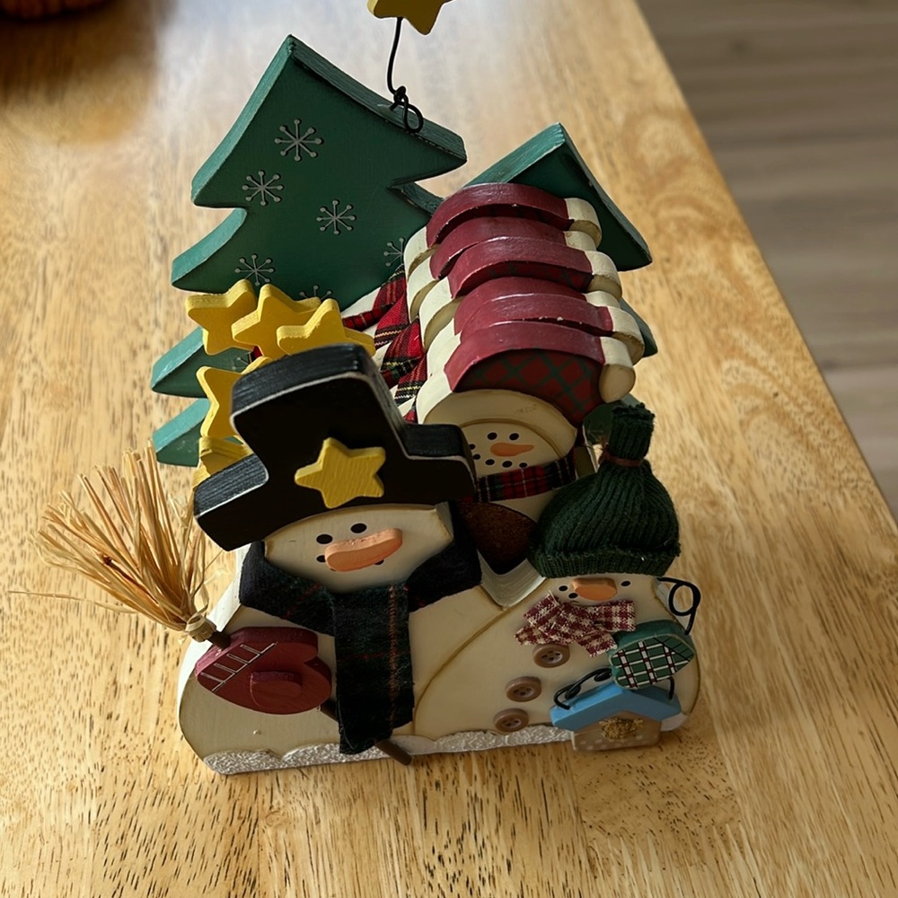 Snowman coasters, set with holder.